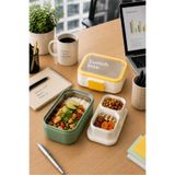 Tohana 2 Katlı Paslanmaz Çelik Yemek Kabı 1010 ml Yeşil – Çatallı Kaşıklı Bölmeli Sızdırmaz Kilitli Sefer Tası ve Lunch Box Beslenme Kutusu