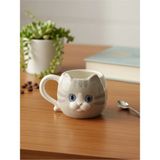 Tohana 3D Kedi Figürlü Seramik Kupa 450 ml - Gri