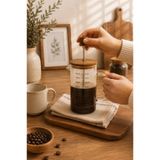 Tohana 600 ml Cam French Press – Isıya Dayanıklı Borosilikat Süzgeçli Ahşap Detaylı Kapak Kahve ve Çay Demlik