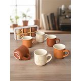 Tohana 6’lı Espresso Fincanı Seti Porselen | Espresso Desenli Kahve Fincanları | Modern & Şık Tasarım - Renkli