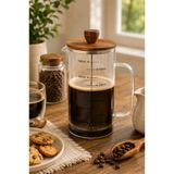 Tohana Akasya Kapaklı French Press 1000 ml Isıya Dayanıklı Borosilikat Süzgeçli Ahşap Detaylı Kapak Büyük Boy