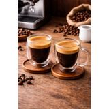 Tohana Çift Cidarlı Espresso Fincanı 2'li Set – Isıya Dayanıklı Cam Kahve Bardağı 100ml