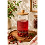 Tohana Doğal Bambu Kapaklı French Press 1000 ml – Borosilikat Cam Gövdeli Paslanmaz Çelik Filtreli Bitki Çayı ve Filtre Kahve Demliği (1 Litre)