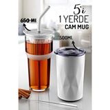 Tohana H2O 5'i 1 Yerde Çelik Pipetli Cam Detox Kupa Temizleyici Hediyeli 650 ml - Gri