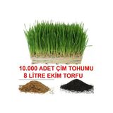 Tohumgübre 10.000 Adet Çim Tohumu Ve De 8 Litre Çim Ekim Torfu Toprak