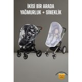 Tois Baby 2 Si Bir Arada Fermuarlı Fitalatsız Bebek Arabası Yağmurluğu + Bebek Arabası Sinekliği - Beyaz