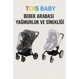 Tois Baby 2 Si Bir Arada Lüx Fermuarlı Bebek Arabası Yağmurluğu + Puset Sinekliği Tüm Bebek Arabalarına Uyumludur - Beyaz