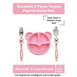 Tois Baby Dayanıklı 3 Parça Tavşan Figürlü Bebek Çocuk Çatal Kaşık Ve Mama Tabağı Seti