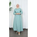 Toka Detaylı Kuşaklı Terikoton Elbise Mint HNT0332 - 46 - Mint Yeşili