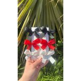Toka Perisi Candy Color Kurdela 6lı Çocuk Toka Seti-3cm Metal Klips Kırmızı siyah beyaz Fiyonk
