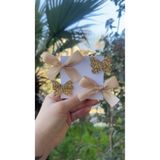 Toka Perisi Cleo Gold Altın Toka Seti ( kurdele Fiyonk Glitter Kelebek 3.2 Metal Klipslidir)
