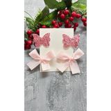 Toka Perisi Cleo Pembe Toka Seti ( kurdele Fiyonk Glitter Kelebek 3.2 Metal Klipslidir)