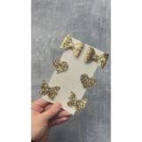 Toka Perisi Gold / Altın Stella Simli Glitter Fiyonk kalp kelebek (Metal 5cm /3cm Klipsli 6’lı)