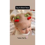 Toka Perisi Kiraz Ponponlu Saçsız Bebek Tokası ( saçı az Bebek Tokası)