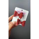 Toka Perisi Kırmızı Glitter Simli 2'li Mini Fiyonk Klips Toka