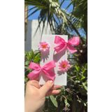 Toka Perisi Kız Çocuk Pembe Papatya Kurdela Toka Seti(3cm metal klips)