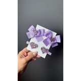 Toka Perisi Lila Kız Çoçuk Bebek Kurdele Kalpli & kalp Klips toka seti