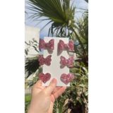 Toka Perisi Pembe Miks Stella Simli Glitter Fiyonk kalp kelebek (Metal 5cm /3cm Klipsli 6’lı)