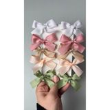 Toka Perisi Soft Tonlar Kurdele Fiyonk 10 adet 3cm Metal Klips (beyaz,pembe,şeftali sütlü kahve,yeşil rengi)