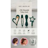 Tokacımmm 4'Lü Set Farklı Renk Seçenekli Modern Tasarım Geometrik Figürlü Metal Pens Toka Seti