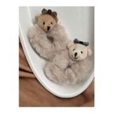 Tokacımmm Peluş Ayıcıklı 2Li Simit Saç Lastiği - Teddy Bear Puffy Buckle Aksesuarlı Lastik Toka