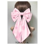TOKALİLYA Kadın Saten Büyük Boy Fiyonk Lüx Otomatik Klips Toka