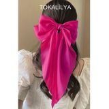 TOKALİLYA Kadın Saten Fuşya Büyük Boy Otomatik Klips Toka