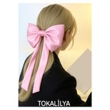 TOKALİLYA Kadın saten kuyruklu fiyonk metal klipsli saç tokası