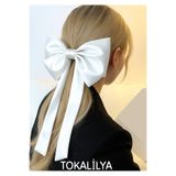 TOKALİLYA Kadın saten kuyruklu fiyonk metal klipsli saç tokası