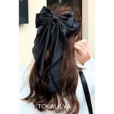 TOKALİLYA Kadın Saten Siyah Büyük Boy Otomatik Klips Toka