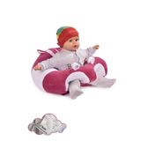 TOKKO Elyaf Dolgu Bebek Oturma Destek Minderi - Devrilmez Bebek Koltuğu - Büyük Bebek Oturağı Fuşya Beyaz