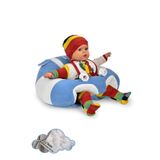 TOKKO Elyaf Dolgu Bebek Oturma Destek Minderi - Devrilmez Bebek Koltuğu - Büyük Bebek Oturağı Mavi Beyaz