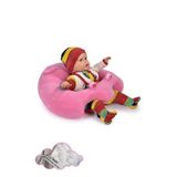 TOKKO Elyaf Dolgu Bebek Oturma Destek Minderi - Devrilmez Bebek Koltuğu - Büyük Bebek Oturağı Pembe