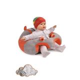TOKKO Elyaf Dolgu Bebek Oturma Destek Minderi - Devrilmez Bebek Koltuğu - Büyük Bebek Oturağı Turuncu Gri