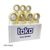 Toko Hotmelt 45 mm x 100 mt Şeffaf 60'lı Paket Koli Bandı