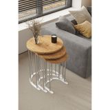Tokyo Gümüş Atlantik Çam Mdf 3 lü Yuvarlak C Zigon Sehpa Gri
