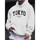 Tokyo Japonya Mektup Yaratıcı Baskılar Erkek Yeni Kazak Yumuşak Sokak Giyim Sonbahar Uzun Kol - Beyaz - 4XL