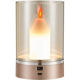 Tokyo Şarjlı Mum Alevi Efektli Masa Lambası Dimmerli Dekoratif Cata Abajur Dokunmatik Sunum Lambası 3 Farklı Renk Işık Modu Cam Akrilik - Çok Renkli