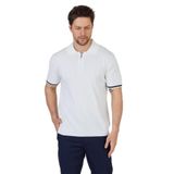 Toledo Erkek Beyaz-Lacivert Pamuk Karışımlı Kendinden Çizgili Slim Fit Polo Yaka Triko T-Shirt Beyaz-Lacivert 2XL