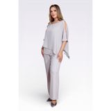 TOLGA SARAÇOĞLU 30094 GÜMÜŞ BELİ LASTİKLİ BORU PAÇA ASTARLI ŞİFON PANTOLON