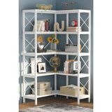 Tolia Home 5 Katlı Metal Iskeletli Köşe Raf Kitaplık Çok Amaçlı Aksesuar Rafı Düzenleyici - 167x80 cm - Beyaz