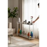 Tolia Home Beyaz Renk 2 Katlı Füme Temper Camlı Çerçeveli Konsol Dresuar - Beyaz - Füme