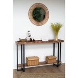 Tolia Home Çerçeveli 2 Katlı Ceviz Dresuar Konsol Metal İskelet Vestiyer Rafı