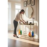 Tolia Home Gold Renk 2 Katlı Füme Temper Camlı Çerçeveli Konsol Dresuar - Gold - Şeffaf
