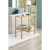 Tolia Home Gold Renk Temper Camlı Yan Sehpa Metal İskeletli Komodin