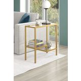 TOLIAHOME Gold Renk Temper Camlı Yan Sehpa Metal İskeletli Komodin