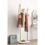TOLIAHOME Metal İskeletli Ayaklı Askılık Elbise Askısı Portmanto Konfeksiyon Elbise Askılığı (Gold-Beyaz)