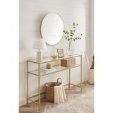 TOLIAHOME Modern 2 Katlı Gold Renk Metal İskeletli Şeffaf Temper Camlı Raf Dresuar Konsol