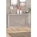 TOLIAHOME Modern Beyaz Renk Metal İskeletli Temper Camlı Raflı Dresuar Konsol