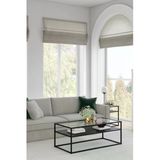 TOLIAHOME Modern Siyah Renk Metal İskeletli Temper Camlı 2 Katlı Dikdörtgen Orta Sehpa